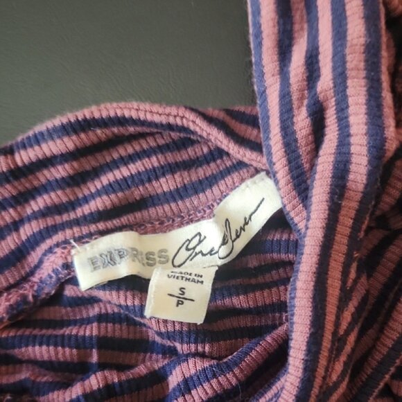 Express Purple and Black Striped Women's Bodysuit - Picture 2 of 6